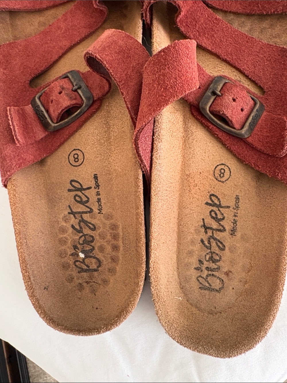 Women's Rust Suede Adjustable Buckle Slide Sandals size 8 Biostep - Picture 4 of 8